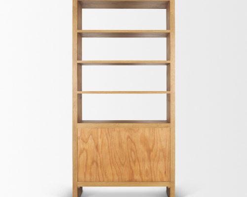 Mercana Belford 2-Door Open Light Brown Oak Wood Shelving Unit - Image 7