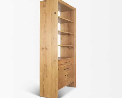 Mercana Belford 2-Door Open Light Brown Oak Wood Shelving Unit - Image 8