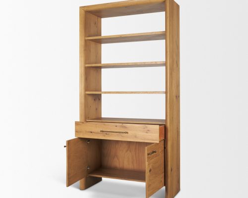 Mercana Belford 2-Door Open Light Brown Oak Wood Shelving Unit - Image 9