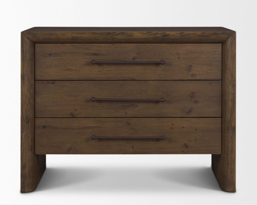 Mercana Belford 3-Drawer Dark Brown Oak Wood Closed Nightstand - Image 5