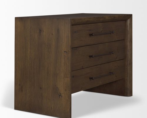 Mercana Belford 3-Drawer Dark Brown Oak Wood Closed Nightstand - Image 8