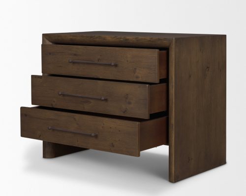 Mercana Belford 3-Drawer Dark Brown Oak Wood Closed Nightstand - Image 9