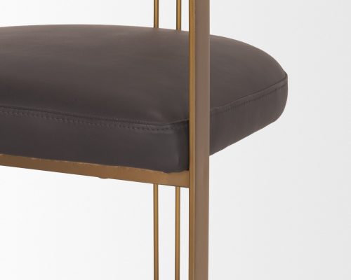 Mercana Hollyfield II Charcoal-Brown Leather Seat Gold Iron Frame Dining Chair - Image 10