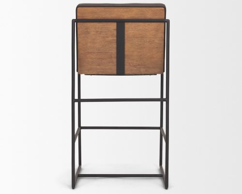 Mercana Stamford 36" Total Height Leather Seat w/ Wood Back Metal Counter Stool - Image 5