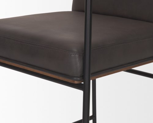 Mercana Stamford 36" Total Height Leather Seat w/ Wood Back Metal Counter Stool - Image 8