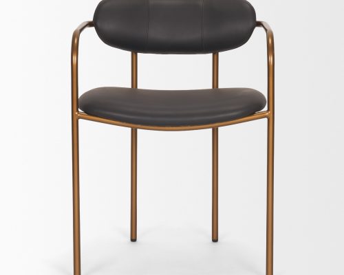 Mercana Parker Leather Seat Gold Metal Dining Chair (Set of 2) - Image 3