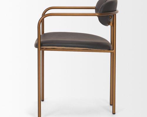 Mercana Parker Leather Seat Gold Metal Dining Chair (Set of 2) - Image 4