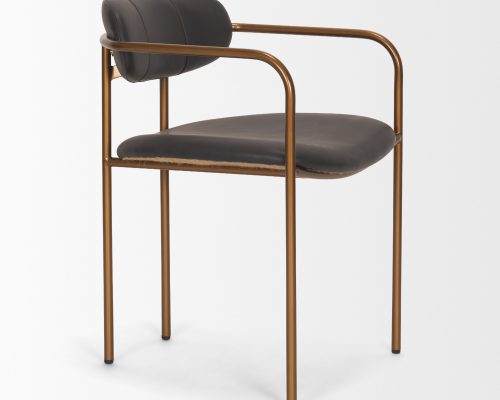Mercana Parker Leather Seat Gold Metal Dining Chair (Set of 2) - Image 6