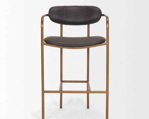 Mercana Parker Leather Seat Gold Metal Counter Stool - Image 3