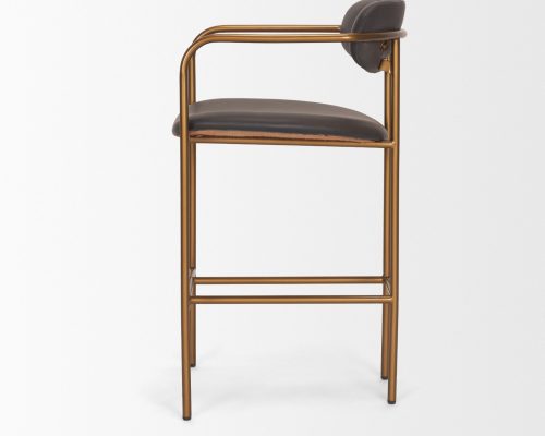Mercana Parker Leather Seat Gold Metal Counter Stool - Image 4