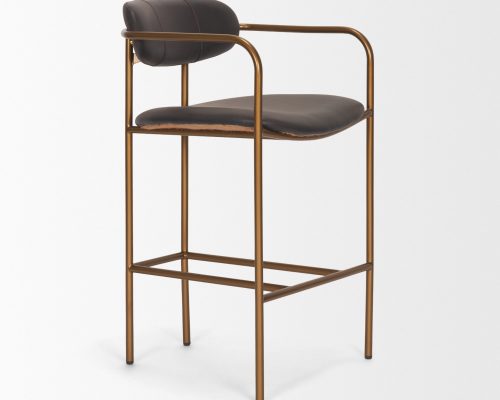 Mercana Parker Leather Seat Gold Metal Counter Stool - Image 6