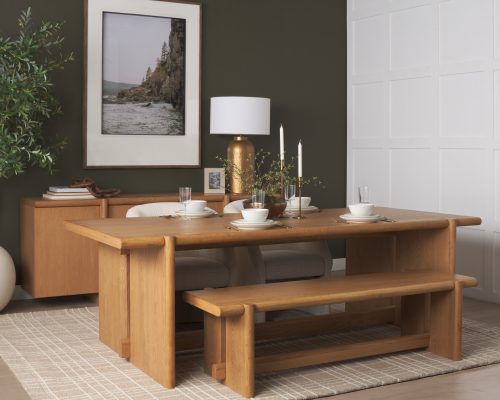 Mercana Rowan Light Brown Oak Wood Closed 4 Door Sideboard - Image 3