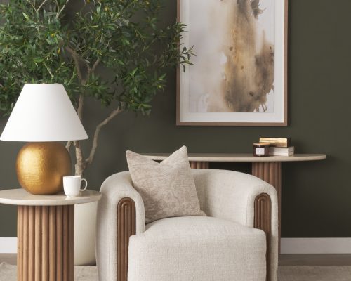 Mercana Kornelia Soft Oatmeal Fabric Barrel Accent Chair - Image 3