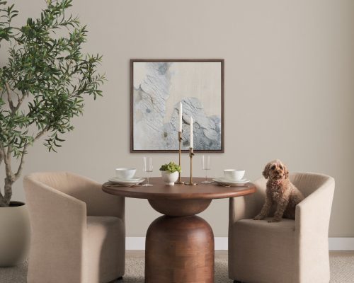 Mercana Atlas Wood Stacked Pedestal Base Round Dining Table