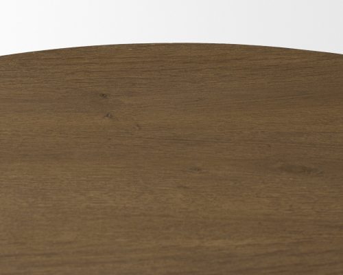 Mercana Lyonne 42" Round Medium Brown Oak Wood Pedestal Dining Table - Image 5
