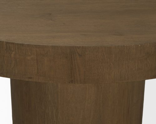 Mercana Lyonne 42" Round Medium Brown Oak Wood Pedestal Dining Table - Image 6