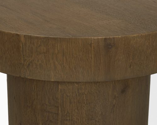 Mercana Lyonne Round Medium Brown Oak Wood Pedestal Side Tables - Image 7