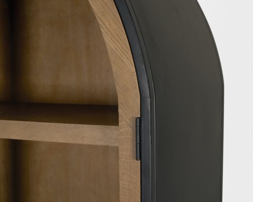 Mercana Sloan 47.5W x 80.5H Light Brown W/Black Metal Frame Arched Cabinet - Image 8