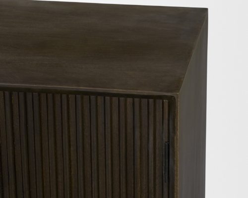 Mercana Cinder Distressed Dark Brown Wood Reeded 4-Door Closed Sideboard - Image 8