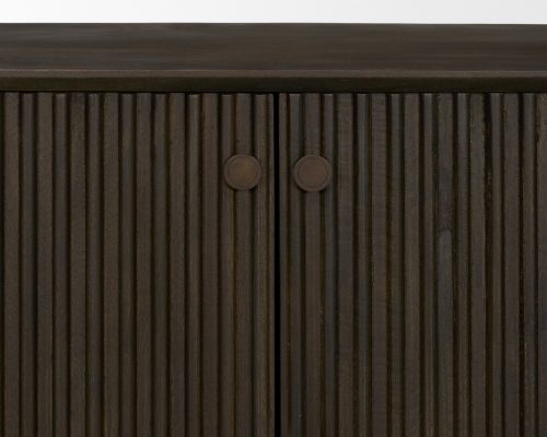 Mercana Cinder Distressed Dark Brown Wood Reeded 4-Door Closed Sideboard - Image 9