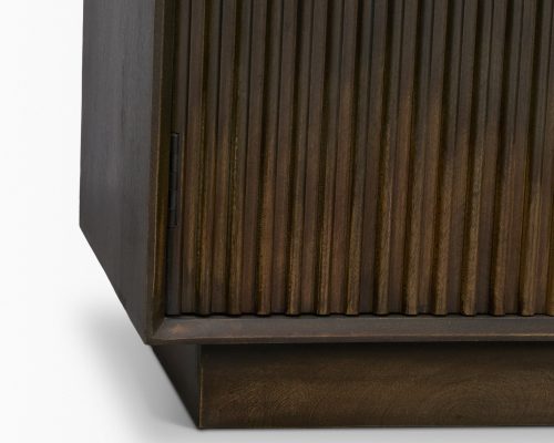 Mercana Cinder Distressed Dark Brown Wood Reeded 4-Door Closed Sideboard - Image 12