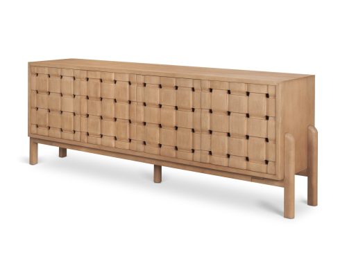 Mercana Trellyn Solid Wood 4-Door Sideboard with Carved Woven Doors