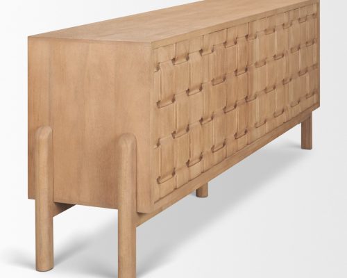 Mercana Trellyn Solid Wood 4-Door Sideboard with Carved Woven Doors - Image 6