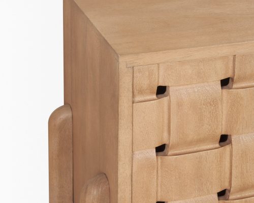 Mercana Trellyn Solid Wood 4-Door Sideboard with Carved Woven Doors - Image 9