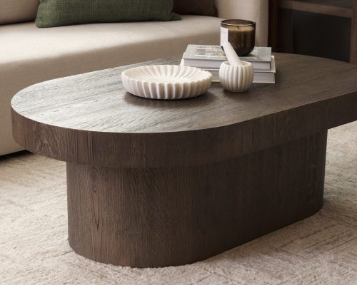 Mercana Lyonne Oblong Medium Brown Oak Wood Coffee Table