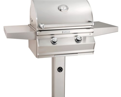 Fire Magic Choice C430s In-Ground Post Mount Grill with Analog Thermometer and 1-Hour Timer on Post