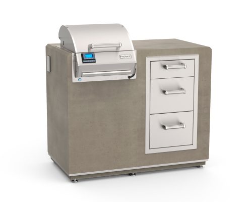 Fire Magic Electric Grill Island Bundle with Triple Drawer (36" x 44") - GFRC Island in Smoke finish