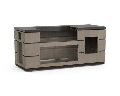 Fire Magic Contemporary Pre-Fab Choice Island (31" x 82") - Smoke Base w/ Polished Black Lava Counter w/ Double Drawer Cut-out