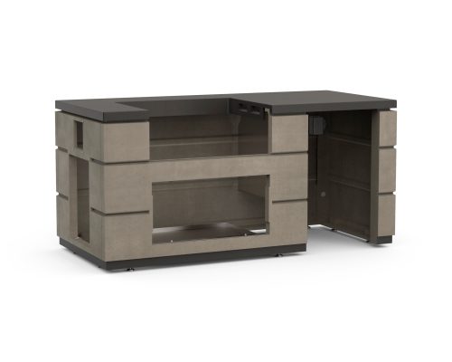 Fire Magic Contemporary Pre-Fab Pizza Oven Islands (35" x 77") - Polished Black Lava Counter w/ Refrigerator Cut-out