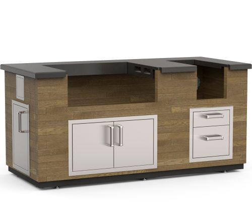 Fire Magic Reclaimed Wood Island Bundle (35" x 77") - French Barrel Oak Base w/ Polished Black Lava Counter