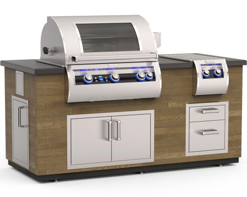 Alternative view of Fire Magic Reclaimed Wood Island Bundle (35" x 77") - French Barrel Oak Base w/ Polished Black Lava Counter