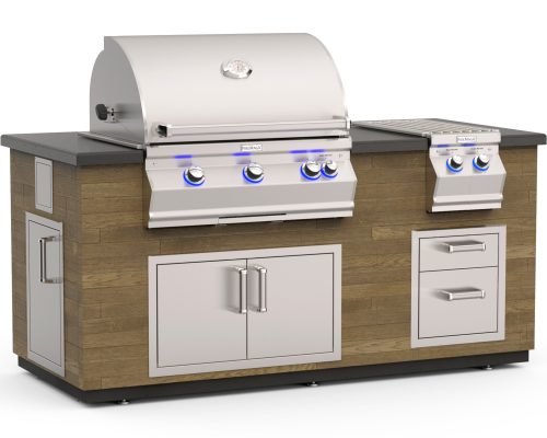 Fire Magic Reclaimed Wood Island Bundle (35" x 77") - French Barrel Oak Base w/ Polished Black Lava Counter - Image 3