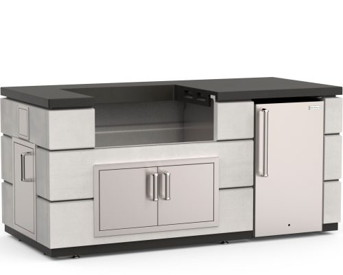 Fire Magic Contemporary Pre-Fab Island Bundle (35" x 77") - White Aspen Base w/ Polished Black Lava Counter