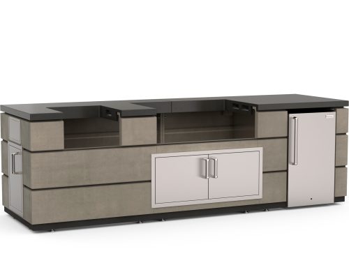 Fire Magic Contemporary Pre-Fab Island Bundle (35" x 115") - Smoke Base w/ Polished Black Lava Counter