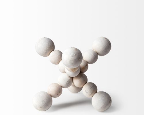 Mercana Carrollton Off-White Geometric Wood Ball Jack - Image 4