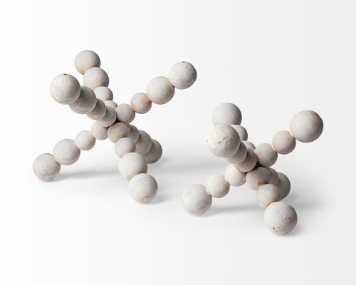 Mercana Carrollton Off-White Geometric Wood Ball Jack - Image 5