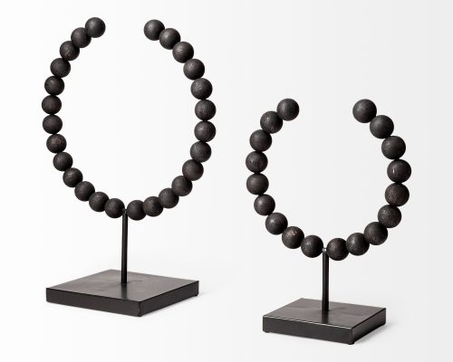 Mercana Tulane Black Beaded Broken Sphere Decorative Object - Image 6