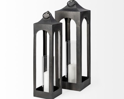 Mercana Ina Charcoal Metal Candle Holder Lantern - Image 7
