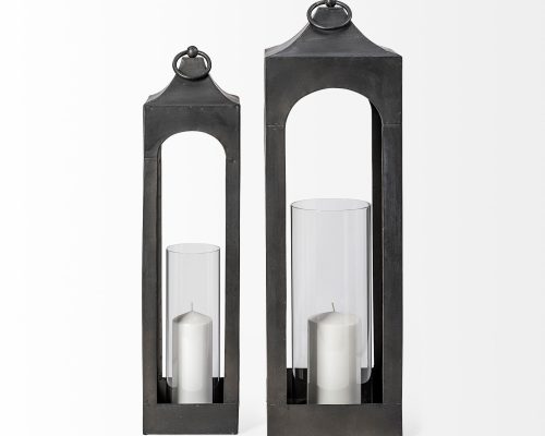 Mercana Ina Charcoal Metal Candle Holder Lantern - Image 6