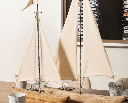 Mercana Tartane Brown/Cream Nautical Inspired Sailboat - Image 3