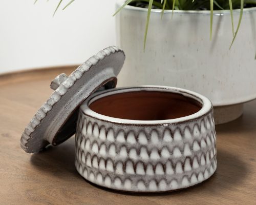 Mercana Azul Gray Ceramic Detailed Decorative Box - Image 4