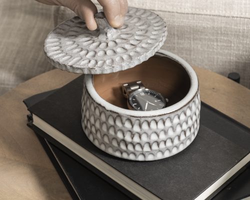 Mercana Azul Gray Ceramic Detailed Decorative Box - Image 5