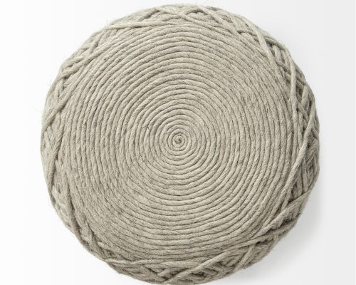 Mercana Allium Handwoven Wool Cylindrical Pouf - Image 5