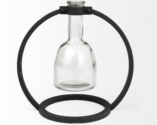 Mercana Monica Black Metal Glass Bottle Vase - Image 5