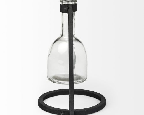 Mercana Monica Black Metal Glass Bottle Vase - Image 6