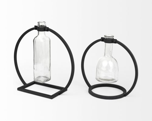 Mercana Monica Black Metal Glass Bottle Vase - Image 7